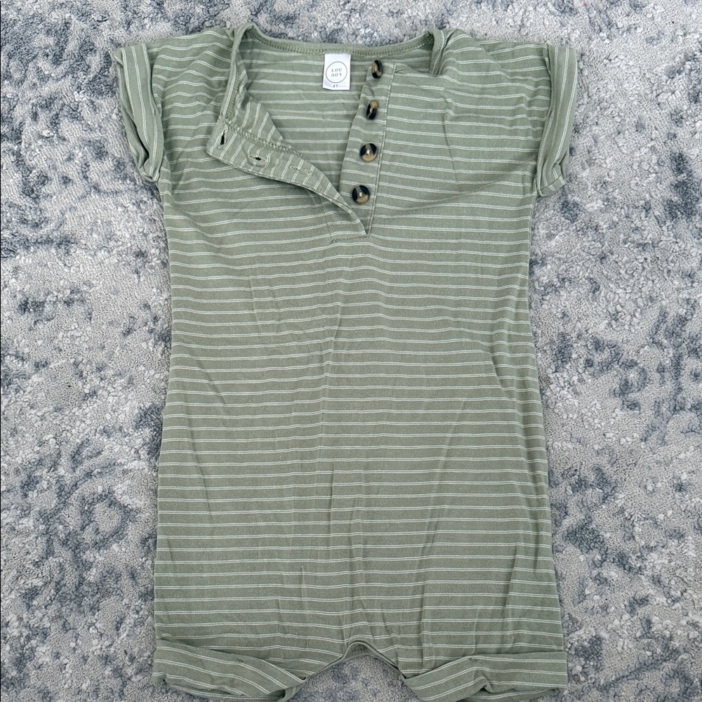 Loulou & Company Green Striped Kids Romper